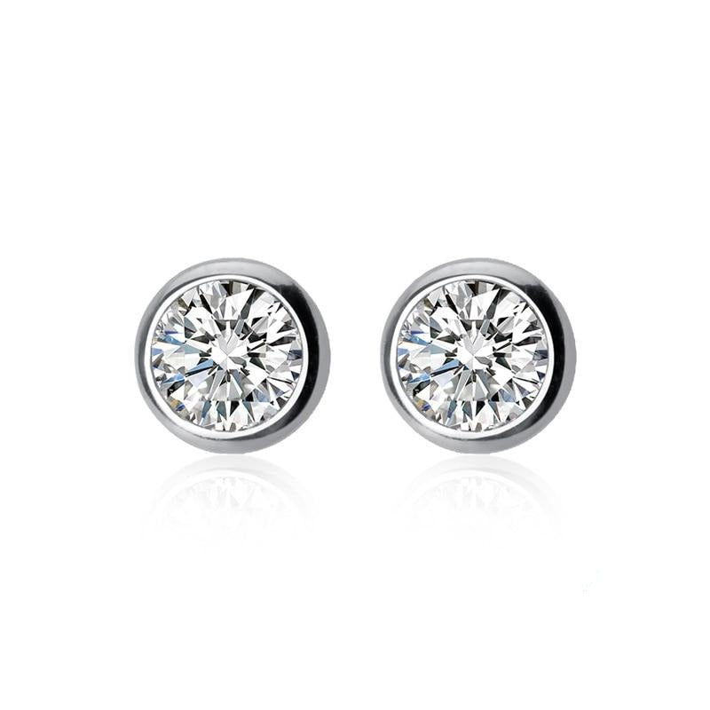 Lourdai Classic Clear CZ Round Stud Earring