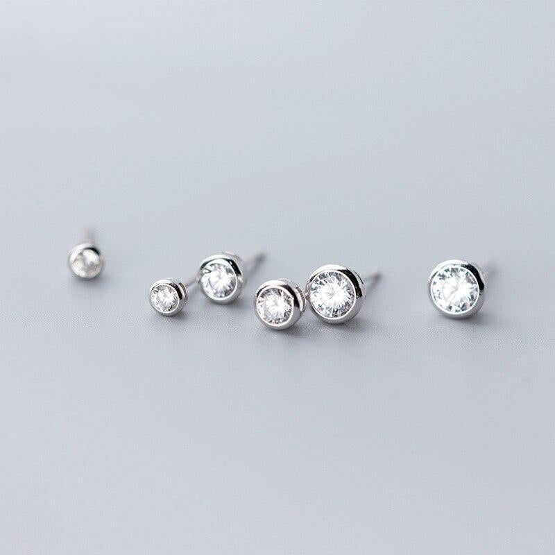 Lourdai Classic Clear CZ Round Stud Earring