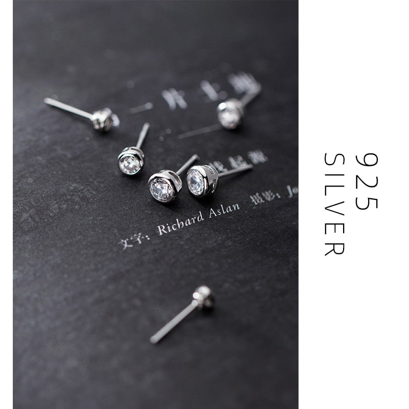 Lourdai Classic Clear CZ Round Stud Earring