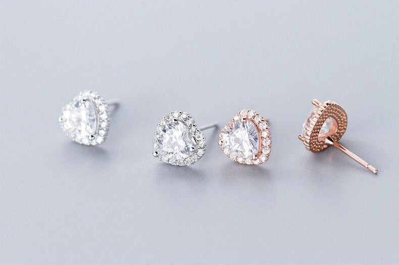 Lourdai AAA Zircon Heart Stud Earring